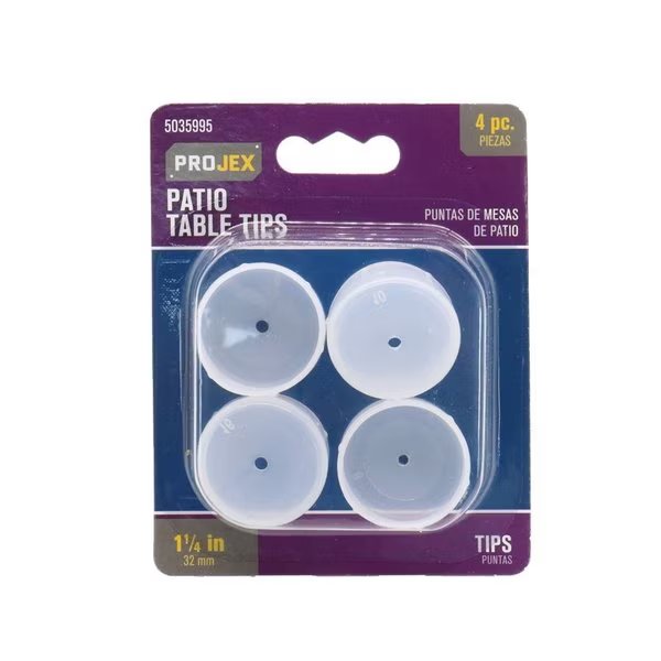 Plastic Patio Table Tips Clear Round 1-1/4 in. W 4 pk, Projex, Mfr#: P0083