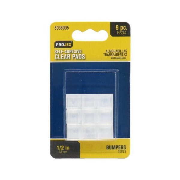 Vinyl Self Adhesive Bumper Pad Clear Square 1/2 in. W X 1/2 in. L 9 pk, Projex, Mfr#: P0118