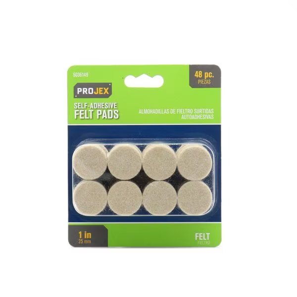 Felt Self Adhesive Surface Pad Brown Rectangle 1/2 in. W X 4 in. L 8 pk, Projex, Mfr#: P0101