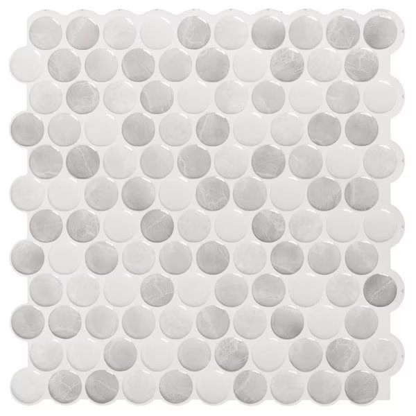 8.95 in. W X 8.97 in. L Gray Glazed Vinyl Adhesive Wall Tile 4 pc, Smart Tiles, Mfr#: SM1188G-04-QG