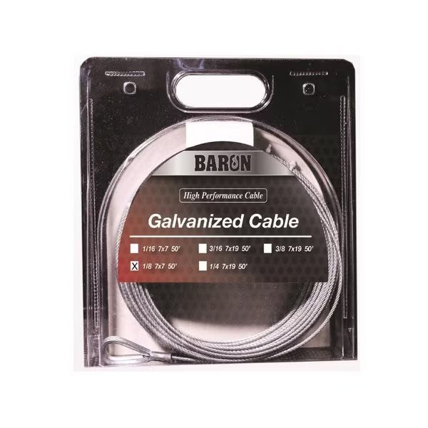 Galvanized Galvanized Steel 1/8 in. D X 50 ft. L Aircraft Cable, Baron, Mfr#: 86005