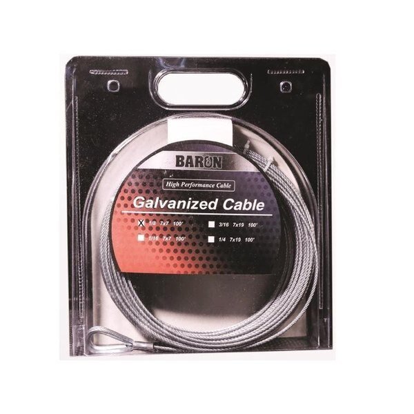 Galvanized Galvanized Steel 1/8 in. D X 100 ft. L Aircraft Cable, Baron, Mfr#: 96005