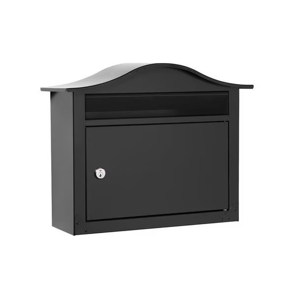 The Saratoga Galvanized Steel Wall Mount Black Locking Mailbox, Architectural Mailboxes, Mfr#: 2550B-10