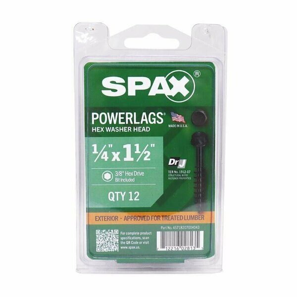 LAG SCREW 1/4in. X1-1/2in. HCR, Spax, Mfr#: 45718207004043
