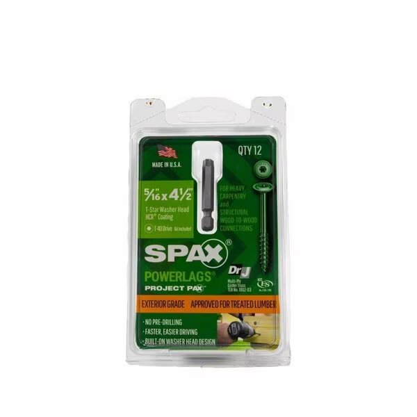 LAG SCREW 5/16in. X4-1/2in., Spax, Mfr#: 45818208011543