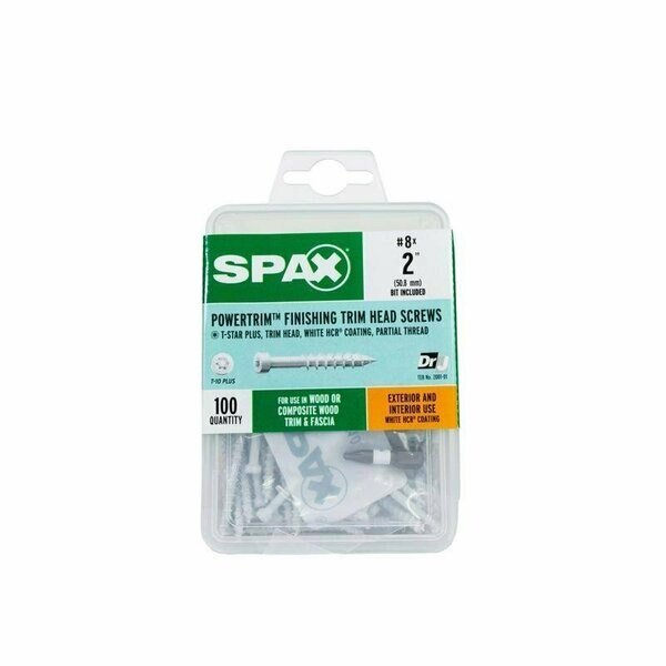 TRIM SCREW WHITE 2in. 100PK, Spax, Mfr#: 42318304005068