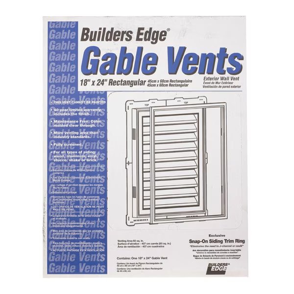 Vent Gable Wht Plas18X24, Builders Edge, Mfr#: 120061824117