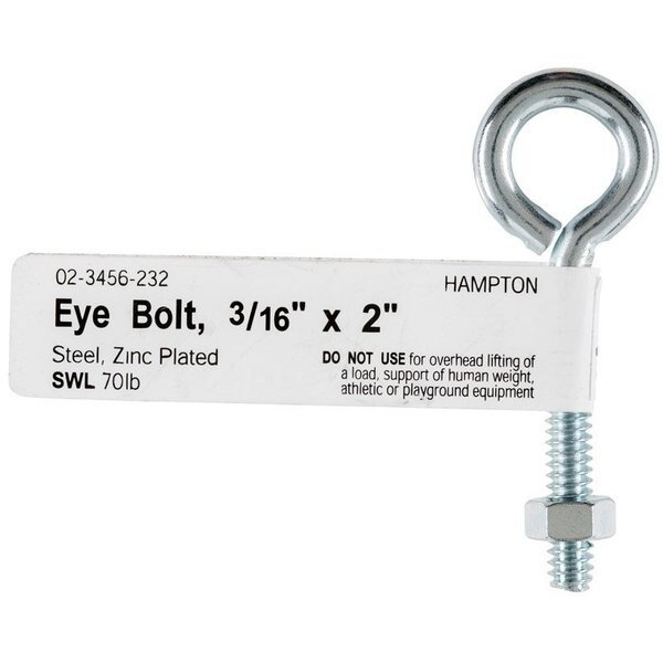 Eye Bolt Steel, Zinc Plated, Hampton, Mfr#: 02-3456-232