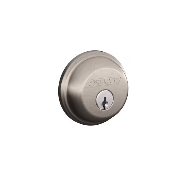 Satin Nickel Brass Single Cylinder Deadbolt, Schlage, Mfr#: B60619