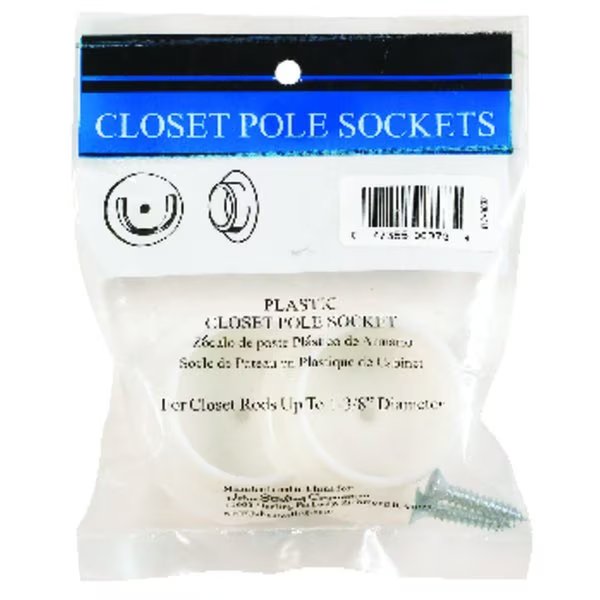 Pro 1-3/8 in. L X 1-3/8 in. D White Plastic Rod Socket, John Sterling, Mfr#: RP-0037-25