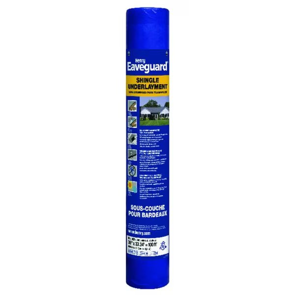 Henry 3 ft. W X 33.3 ft. L Fiberglass Self-Adhesive Shingle Underlayment 15 lb Blue, Bakor Henry, Mfr#: HE740915