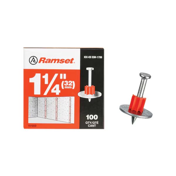 DRIVE PIN W/WSHR 1-1/4"", Ramset, Mfr#: 00800