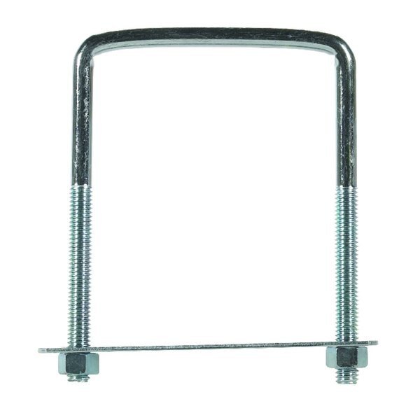 Square U-Bolt, 3/8", 3.7 in Wd, 5 in Ht, Zinc Plated Steel, Hampton, Mfr#: 02-3453-623