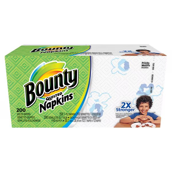 NAPKIN QUILTD 1PLY 200CT, Bounty, Mfr#: 34885