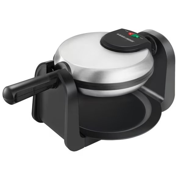 4 waffle Black/Silver Stainless Steel Belgian Waffle Maker, Black & Decker, Mfr#: WM1404S