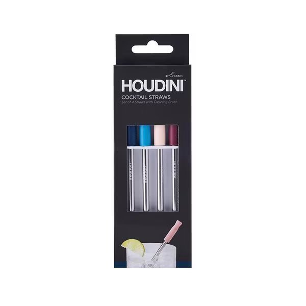 Assorted Stainless Steel/Silicone Cocktail Straws, Houdini, Mfr#: 5273271