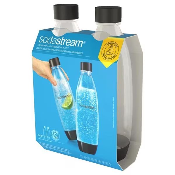 Black 1 L Carbonator Bottle , 2PK, Sodastream, Mfr#: 1741260010