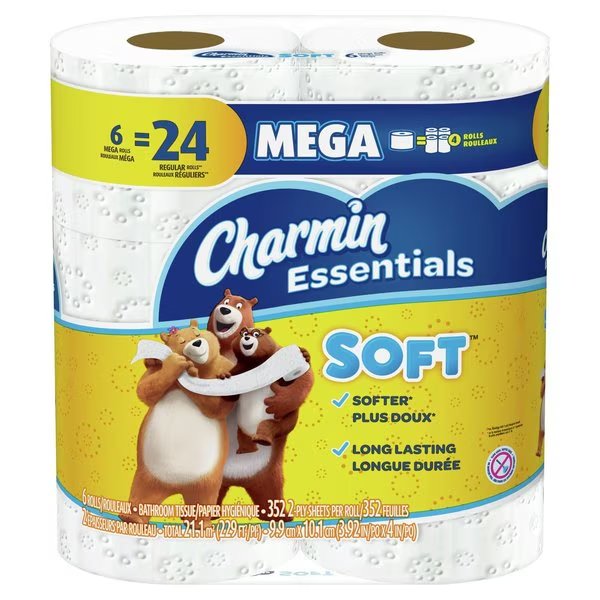 Essentials Toilet Paper 6 Rolls 352 sheet, Charmin, Mfr#: 60251