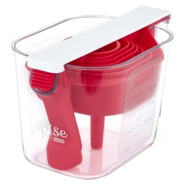 1 cups Plastic Clear/Red Measuring Cup Set, Rise By Dash, Mfr#: RSMS150GBRR24