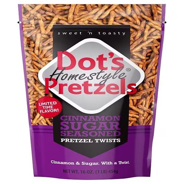 Dot's Pretzels Cinnamon Sugar Pretzels 16 oz Bagged, Dots Pretzels, Mfr#: 9007