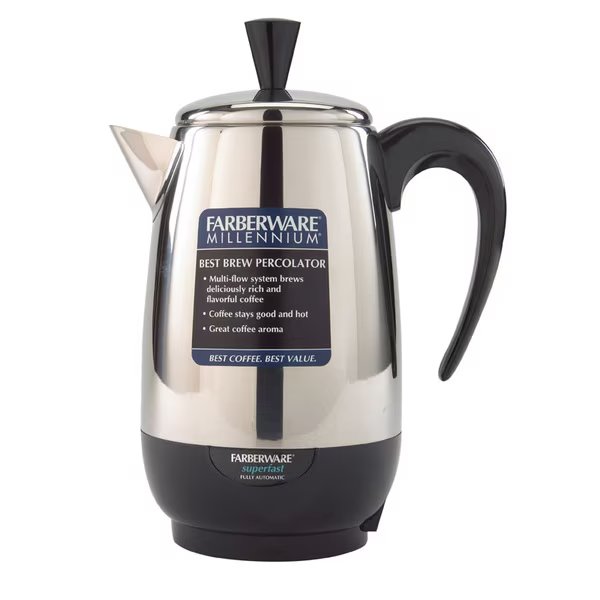 PERCOLATOR 8CUP BLK/SLVR, Farberware, Mfr#: FCP280