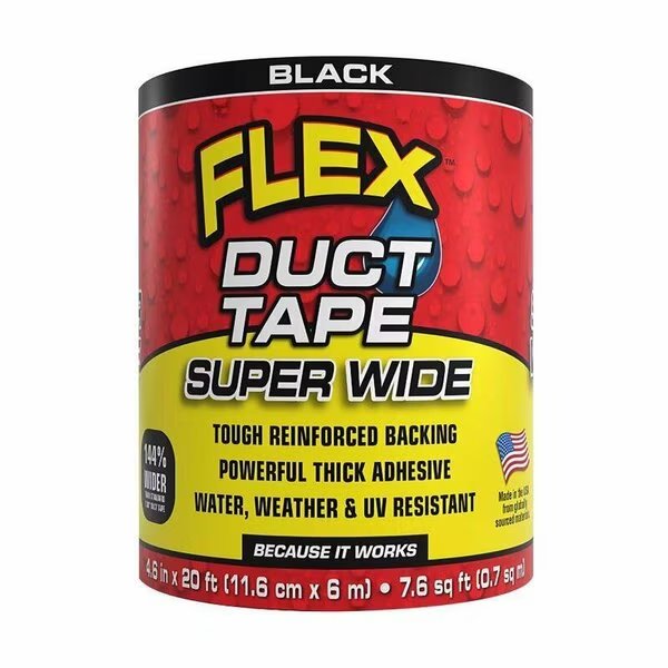 DUCT TAPE BLACK 4.6in. X20ft, Flex Seal, Mfr#: DTBLKR4620