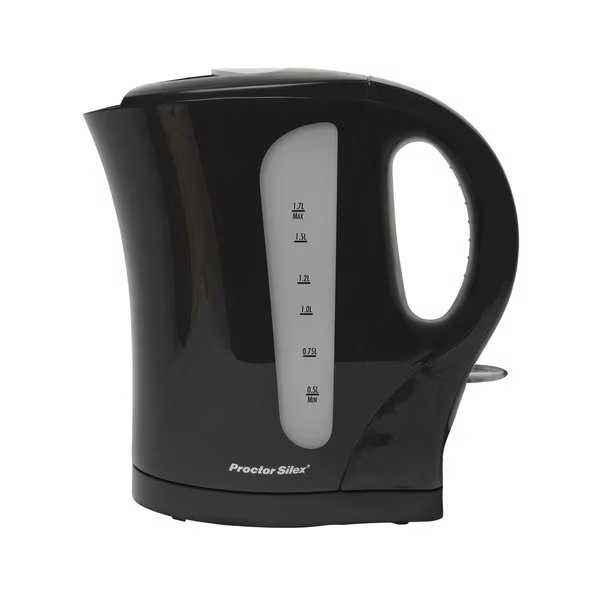 Black Glass/Plastic 1.7 L Electric Tea Kettle, Proctor-Silex, Mfr#: K4097PS