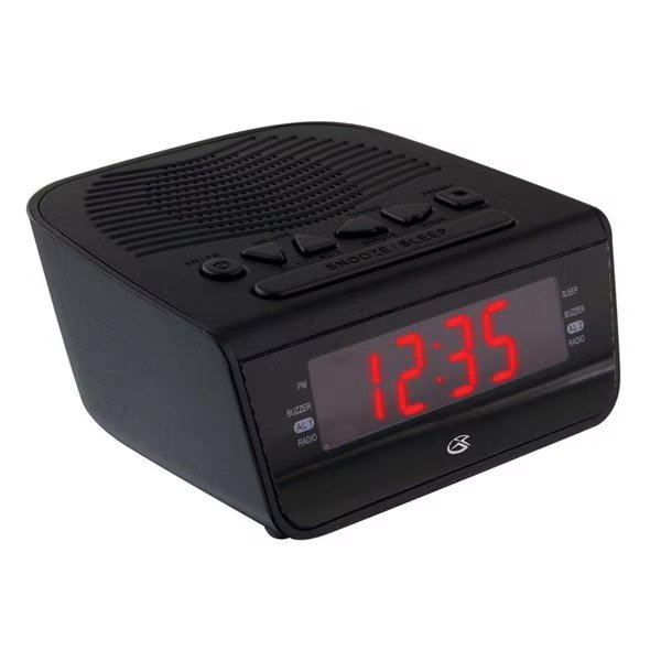 5.12 in. Black AM/FM Clock Radio Digital Plug-In, Gpx, Mfr#: C224B