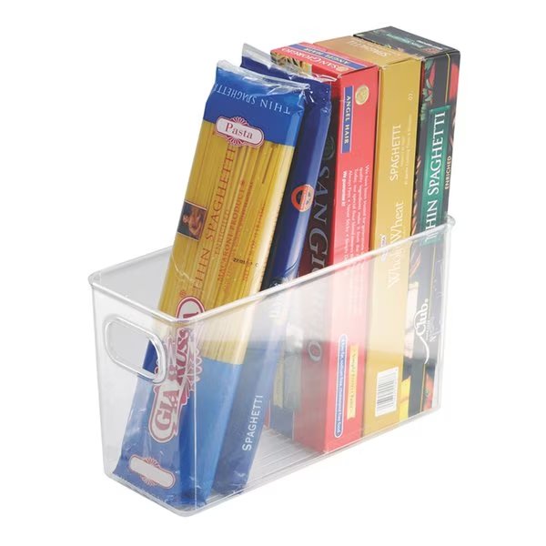 Storage Bin, Plastic, 3.9 in W, 6 in H, 10 in L, Clear, Interdesign, Mfr#: 71630
