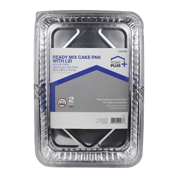 Durable Foil 8-1/8 in. W X 12-1/4 in. L Cake Pan Silver , 2PK, Home Plus, Mfr#: D19020
