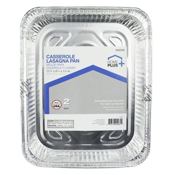 Durable Foil 9-1/4 in. W X 11-3/4  L Casserole Lasagna Pan Silver 2 pc, Home Plus, Mfr#: D43020