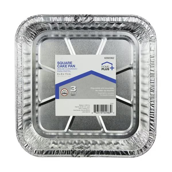 Durable Foil 8 in. W X 8 in. L Square Cake Pan Silver , 3PK, Home Plus, Mfr#: D11030