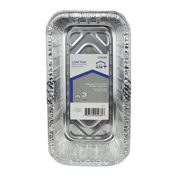 Durable Foil 3-3/4 in. W X 8 in. L Loaf Pan Silver , 3PK, Home Plus, Mfr#: D51030