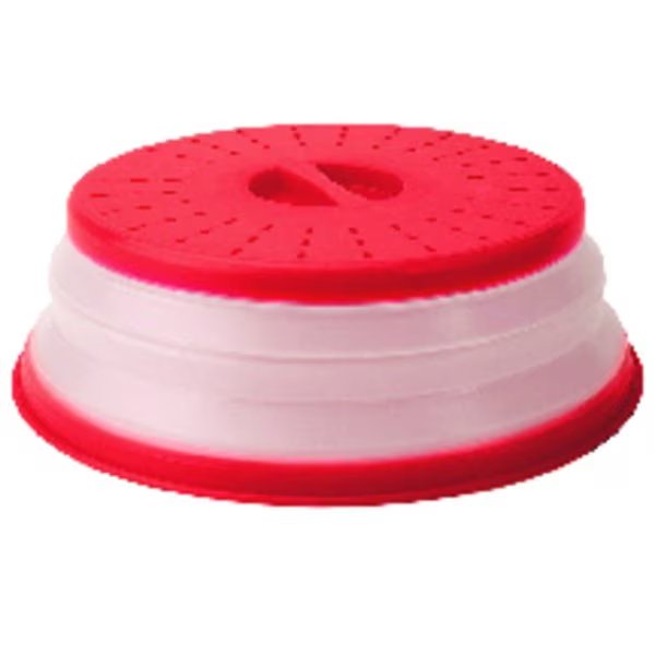 10.5 in. W X 10.5 in. L Red/White Plastic Collapsible Microwave Food Cover, Tovolo, Mfr#: 81-10109