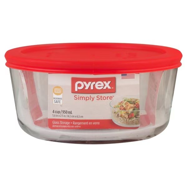 4 cups Clear Food Storage Container, Pyrex, Mfr#: 1075428