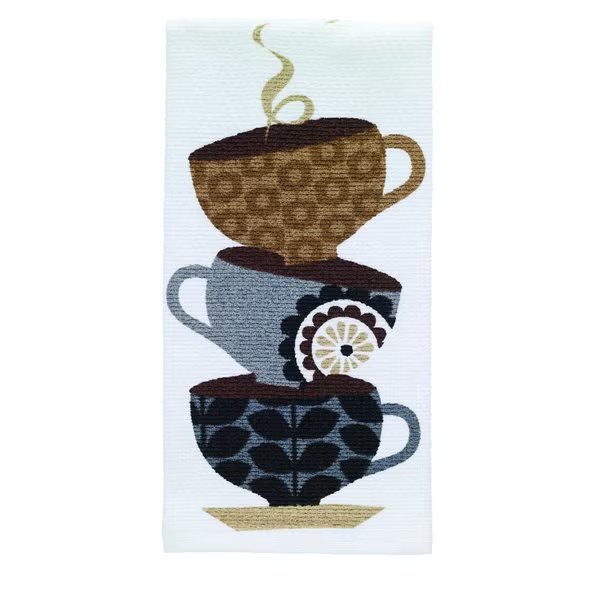 Multicolored Cotton Coffee Cups Kitchen Towel, T-Fal, Mfr#: 12459