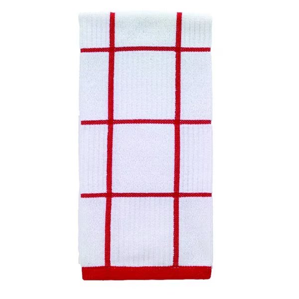 Red Cotton Checked Parquet Kitchen Towel, T-Fal, Mfr#: 10148
