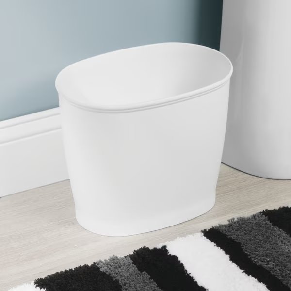 Oval Trash Can, White, Interdesign, Mfr#: 93441