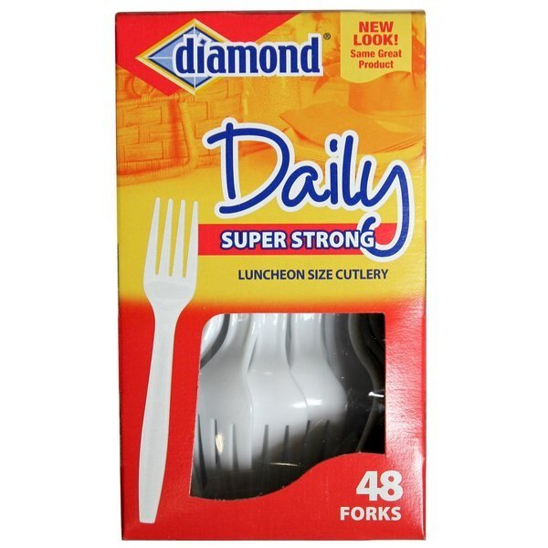 White Plastic Heavy Duty Forks 48 pk, 48PK, Diamond, Mfr#: 4142600115
