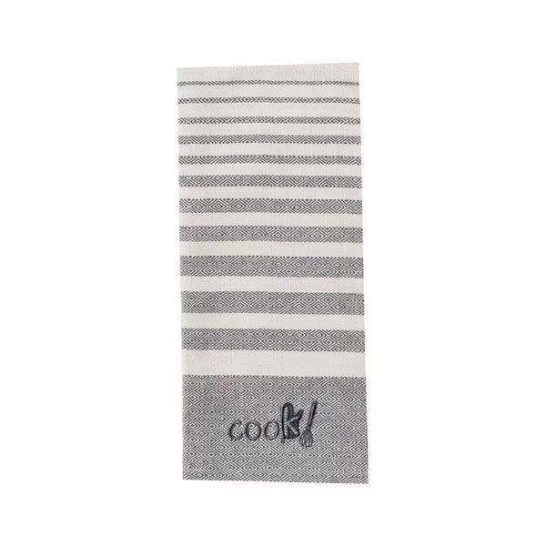 Cooks Kitchen Graphite Cotton Embroidered Tea Towel, Kay Dee, Mfr#: R3236