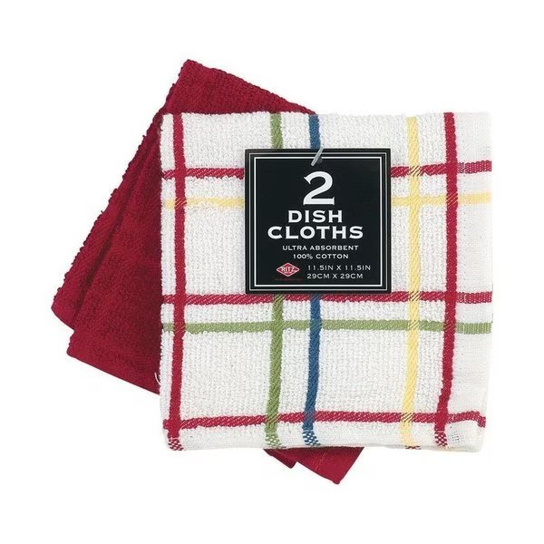 Paprika Cotton Check/Solid Dish Cloth , 2PK, Ritz, Mfr#: 27283