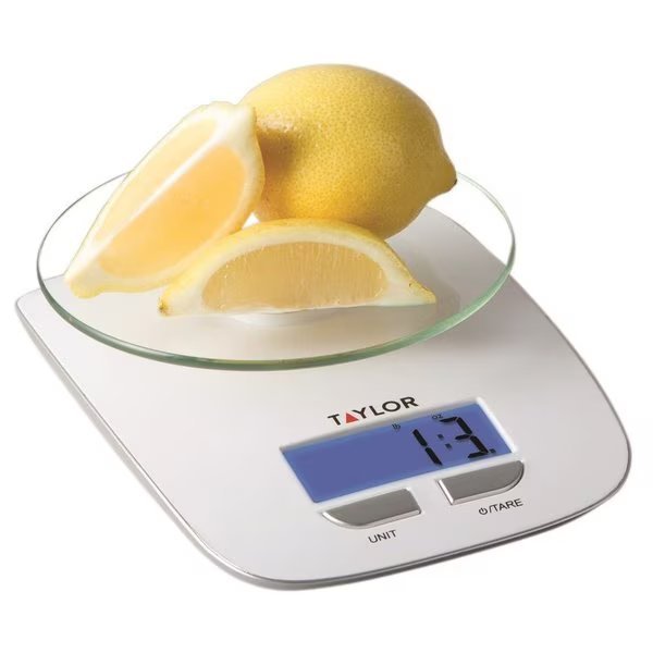 Taylor Silver/White Digital Kitchen Scale 11 lb, Houdini, Mfr#: 384521