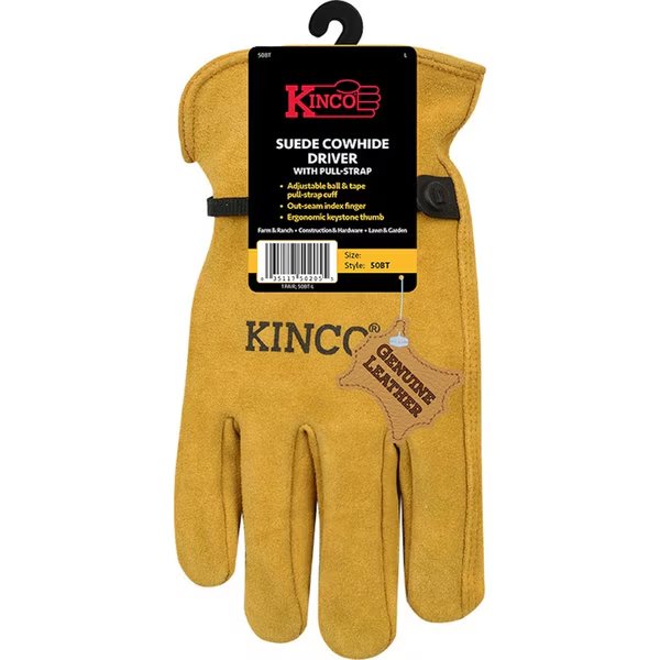 GLOVES DRVR GOLD L, Kinco, Mfr#: 50BT-L