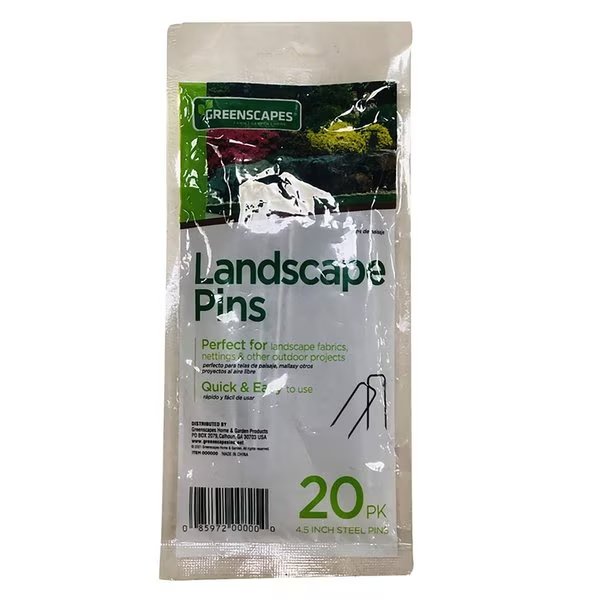 1 in. W X 4.5 in. L Steel Landscape Fabric Pins , 20PK, Greenscapes, Mfr#: 85429