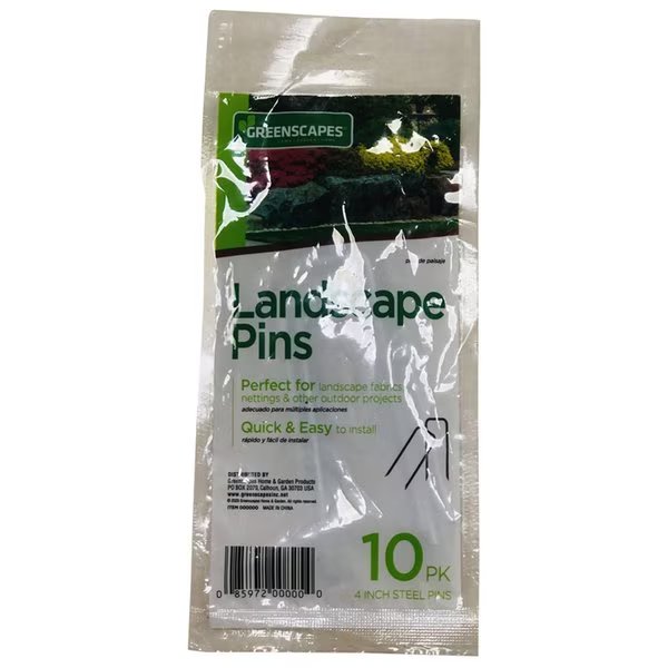 1 in. W X 4 in. L Steel Landscape Fabric Pins , 10PK, Greenscapes, Mfr#: 85364