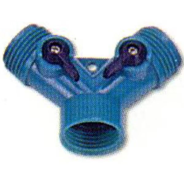 3/4 in. Plastic Threaded Female/Male Y-Hose Connector with Shut Offs, Rugg, Mfr#: W6DY-PDQ
