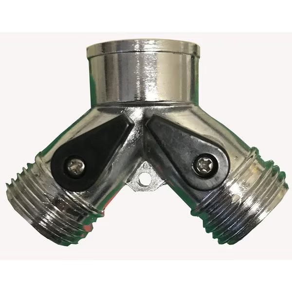 3/4 in. Zinc Threaded Male Y-Hose Connector with Shut Offs, Rugg, Mfr#: W6BY-PDQ