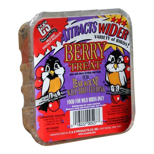 C&S Products Berry Treat Assorted Species Beef Suet Wild Bird Food 11.75 oz, C&S Products, Mfr#: 12527