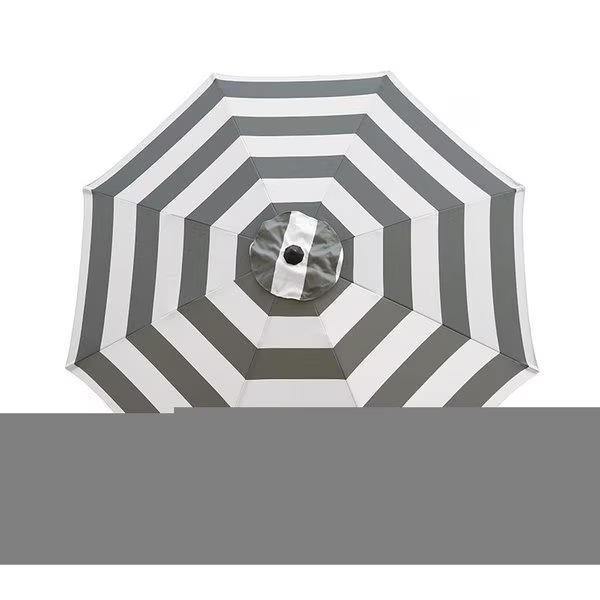 9 ft. Tiltable Gray Stripe Market Umbrella, Living Accents, Mfr#: UMA908G31OBD253