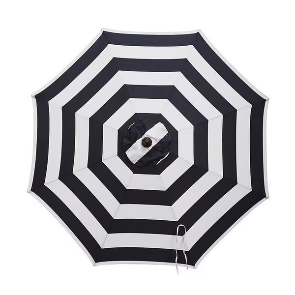 9 ft. Tiltable Navy White Stripe Market Umbrella, Living Accents, Mfr#: UMA908G31OBD803